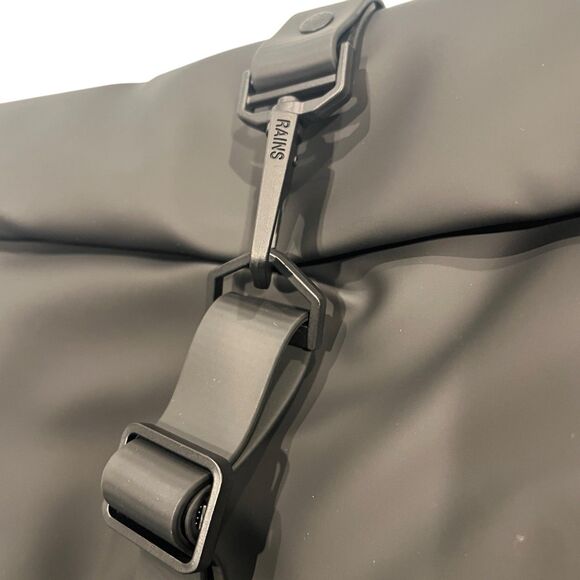 RAINS Black Waterproof Backpack Rolltop Rucksack W3‎ Laptop Travel main image 6